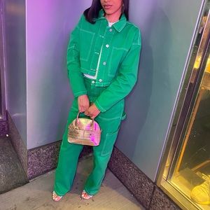 Green Denim Trucker Set